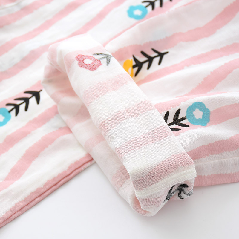 Női 100% pamut géz csíkos pizsama nadrág vékony hosszú nadrág alvó nadrág nyári szúnyogálló, légáteresztő laza nappali nadrág