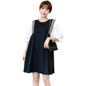 Rudens grūtnieces, habla burbuļa piedurknes, brīvas kleitas ar īsām piedurknēm, sikspārņu apģērbi, svītraini, raibs, stils grūtnieču blūzes