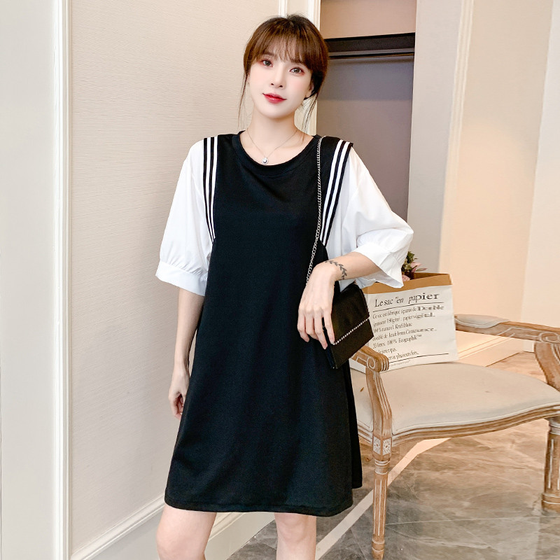 Rudens grūtnieces, habla burbuļa piedurknes, brīvas kleitas ar īsām piedurknēm, sikspārņu apģērbi, svītraini, raibs, stils grūtnieču blūzes