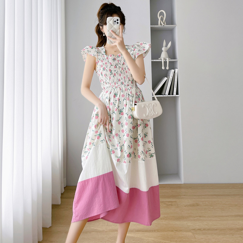 Ljetna široka odjeća za trudnice, modni print, haljina za trudnice, rastegnute haljine visokog struka, šifon za trudnice