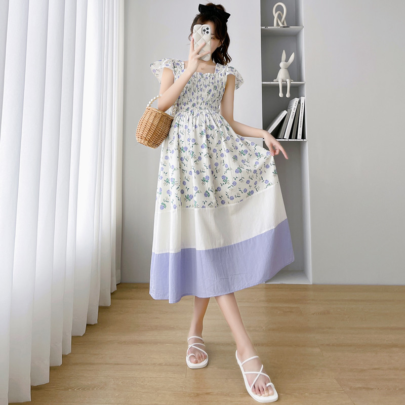 Ljetna široka odjeća za trudnice, modni print, haljina za trudnice, rastegnute haljine visokog struka, šifon za trudnice