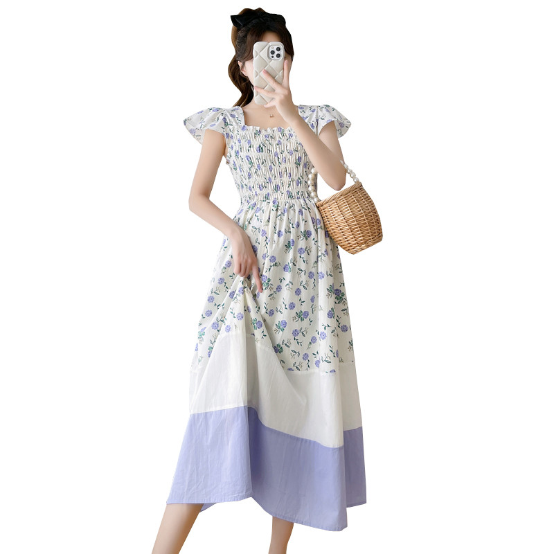 Ljetna široka odjeća za trudnice, modni print, haljina za trudnice, rastegnute haljine visokog struka, šifon za trudnice