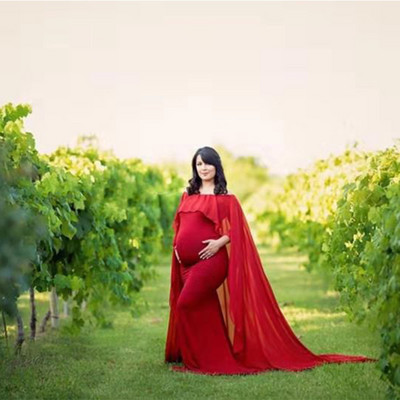 Rochii de maternitate cu pelerină Fotografii de sesiune femei însărcinate rochie lungă maxi cu umăr dezactivat de vară haine de sarcină elegante pentru doamne