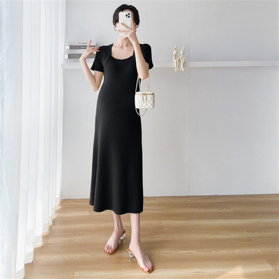 Rasedariided suvekleit 2024. aasta uus moodne Korea versioon ühevärviline kootud A-kujuline seelik rasedatele