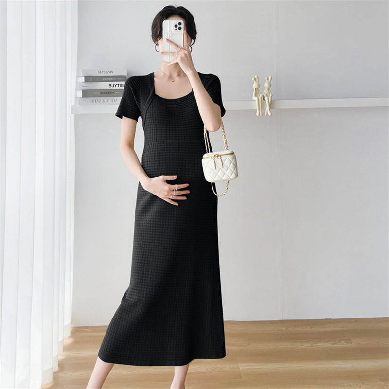 Rasedariided suvekleit 2024. aasta uus moodne Korea versioon ühevärviline kootud A-kujuline seelik rasedatele