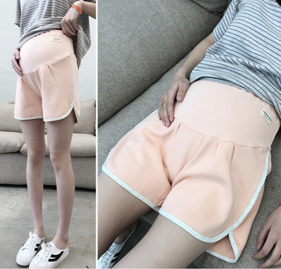 Nėščiųjų šortai Vasariniai drabužiai žemu juosmeniu medvilniniai sportiniai šortai Vasariniai drabužiai Naujos pavasarinės laisvos kelnės nėščiosioms Audinys
