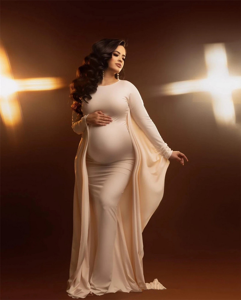 Naiste rasedusfotosessioon vabaaja kleit Elegantne varrukatega rasedate kokteilipidu Bodycon Maxi pikad merineitsi õhtukleidid