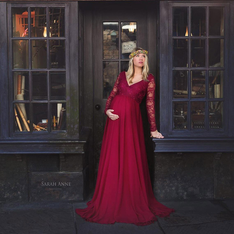 Haljina za trudnice s šavovima od čipke. Haljina za trudnice za fotografiranje. Robe Grossesse Haljina za tuširanje.