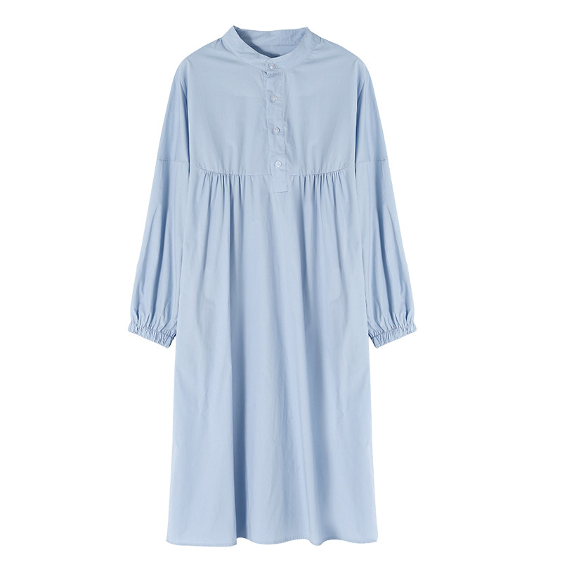 2024. aasta kevadine rasedate naiste puuvillane kleit Denimsinine püstkrae kõrge vöökohaga rasedate teksakleit Preppy stiilis raseduskleit