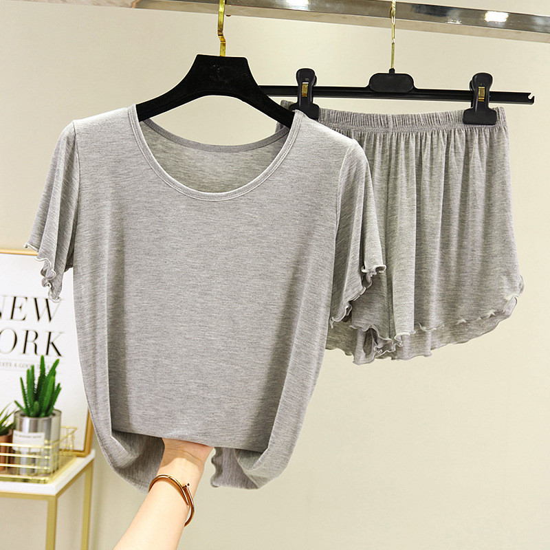 Modaliniai drabužiai trumpomis rankovėmis miegui, moteriški vasaros pižamų komplektai, apatiniai marškiniai, šortai, kostiumas Didelio dydžio namų apranga Pižama Pour Femme