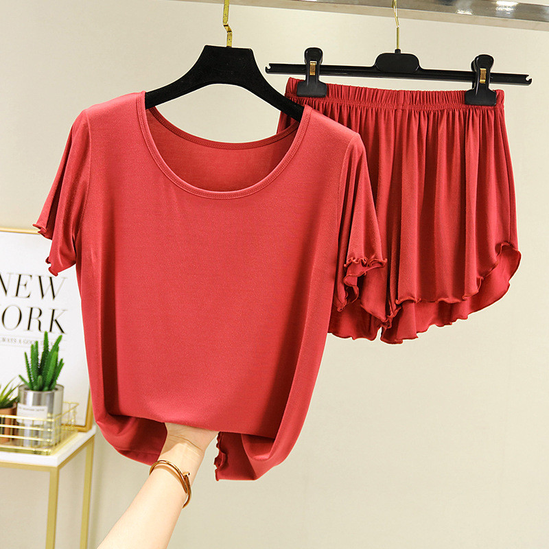 Modaliniai drabužiai trumpomis rankovėmis miegui, moteriški vasaros pižamų komplektai, apatiniai marškiniai, šortai, kostiumas Didelio dydžio namų apranga Pižama Pour Femme