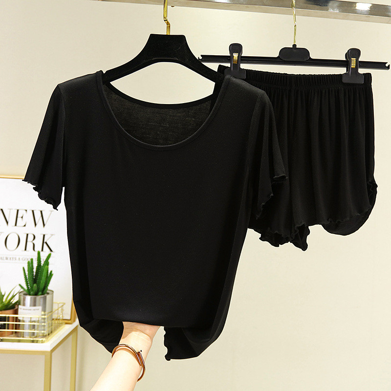 Modaliniai drabužiai trumpomis rankovėmis miegui, moteriški vasaros pižamų komplektai, apatiniai marškiniai, šortai, kostiumas Didelio dydžio namų apranga Pižama Pour Femme