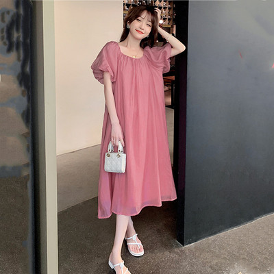 Rasedate suvekleidid rasedatele naistele 2023. aasta uued korea õlgadeta täisvõrkkangast varrukatega raseduskleidid