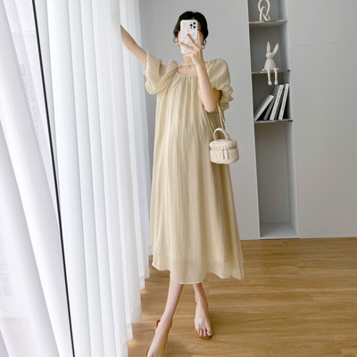 Rasedate suvekleidid rasedatele naistele 2023. aasta uued korea õlgadeta täisvõrkkangast varrukatega raseduskleidid