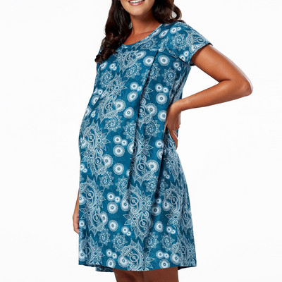 Hipsterska moda za trudnice Ljetna točkasta haljina za trudnice Modna haljina dugog dijela kratkih rukava Široka suknja za trudnice od šifona