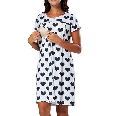 Hipsterska moda za trudnice Ljetna točkasta haljina za trudnice Modna haljina dugog dijela kratkih rukava Široka suknja za trudnice od šifona