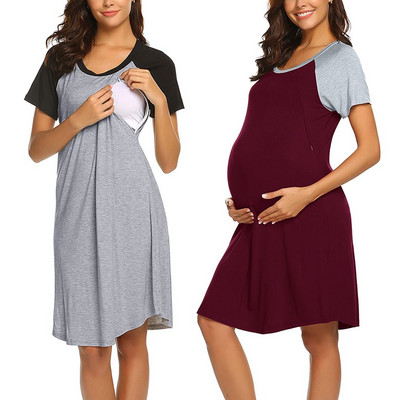 Дамска рокля за бременни Бебешка нощница за кърмене Нощница за кърмене Спално облекло за бременни Ежедневно нощно облекло одежда за дома Ново