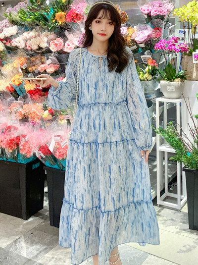 Raseda naise kleit kevadine ja sügisene pikkade varrukatega rasedatele mõeldud rannakleit suures suuruses rasedatele lilleline šifoonist kleit Maxi kleit, magus