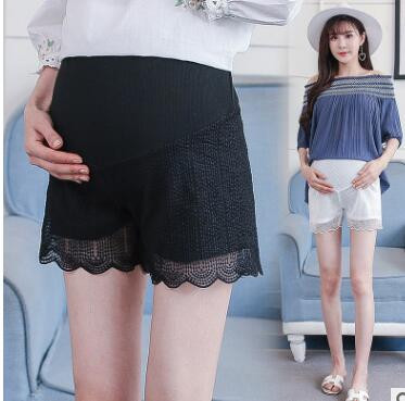 Balti vasariniai šortai nėščiosioms elastingi juosmens šortai nėščioms moterims Madingi juodi nėriniai nėščiosioms trumpos kelnės