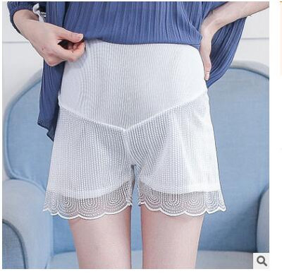 Balti vasariniai šortai nėščiosioms elastingi juosmens šortai nėščioms moterims Madingi juodi nėriniai nėščiosioms trumpos kelnės