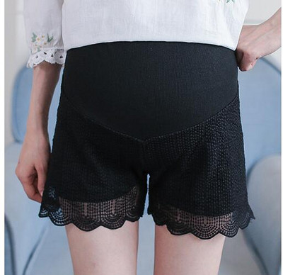 Balti vasariniai šortai nėščiosioms elastingi juosmens šortai nėščioms moterims Madingi juodi nėriniai nėščiosioms trumpos kelnės