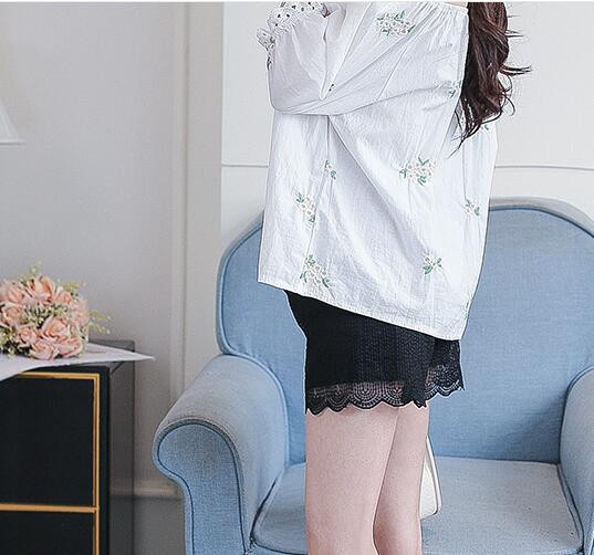 Balti vasariniai šortai nėščiosioms elastingi juosmens šortai nėščioms moterims Madingi juodi nėriniai nėščiosioms trumpos kelnės