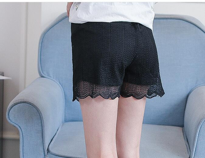 Balti vasariniai šortai nėščiosioms elastingi juosmens šortai nėščioms moterims Madingi juodi nėriniai nėščiosioms trumpos kelnės