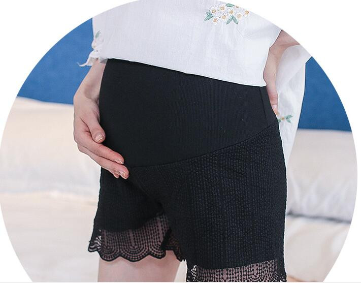Balti vasariniai šortai nėščiosioms elastingi juosmens šortai nėščioms moterims Madingi juodi nėriniai nėščiosioms trumpos kelnės