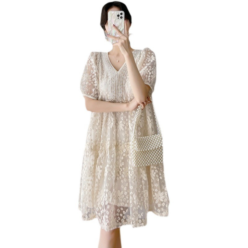 2022. aasta palee stiilis rasedate kleit suvine mood tikandid pits lühikeste varrukatega vaba vabaaja seelik suvine uus elegantne rasedus