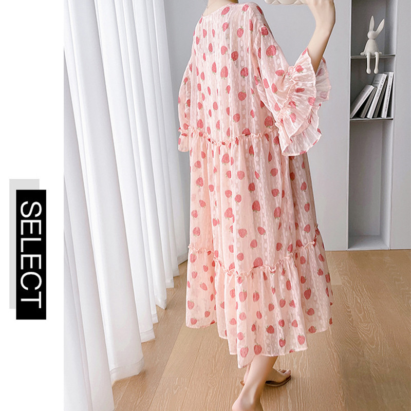 Nyári új divat női epres rövid ujjú ruha terhes nők kismama hosszú ruha nagykereskedés szoptató ruha