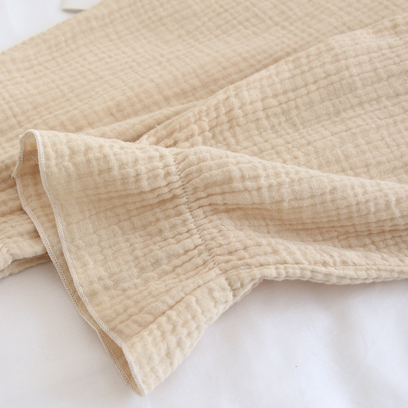 Japāņu jaunas pavasara un vasaras bikses dāmām 100% kokvilnas kreps plānas pidžamas vienkrāsainas svaigas noslēdzamas mājas bikses mīļas apakšas