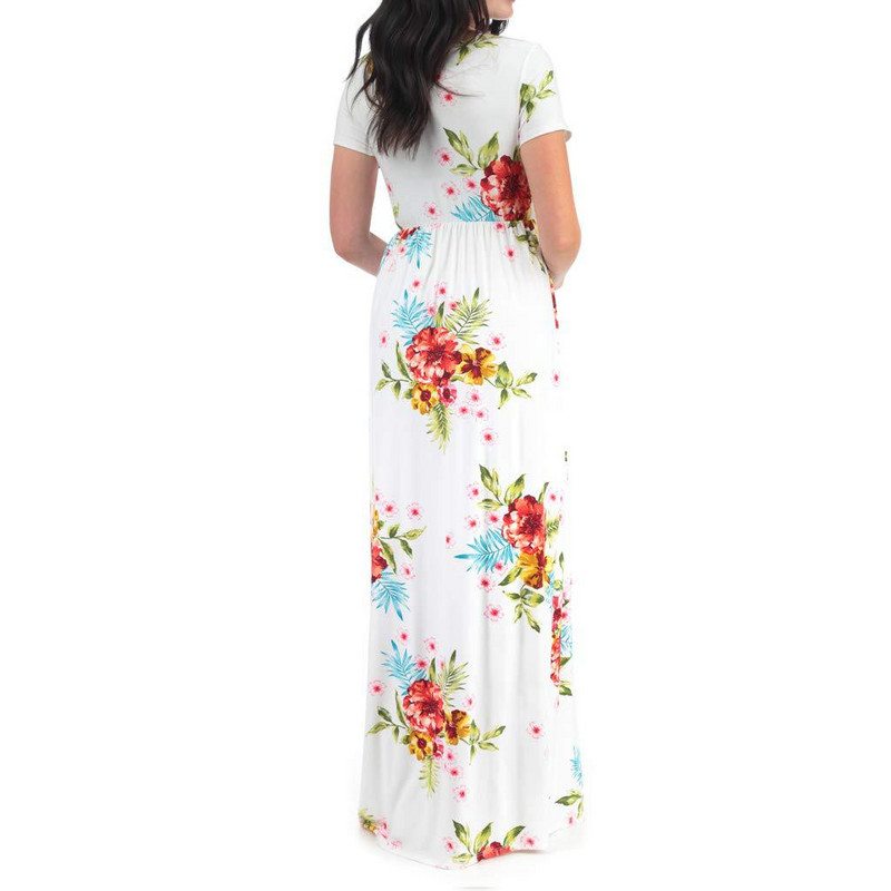 Sieviešu kleitas grūtniecēm, īsām piedurknēm, lapu apdrukas kleita, grūtniecēm, grūtniecēm, modes mīkstas poliestera kleitas S-XL