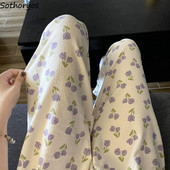 Magamispüksid Naiste Lilled Kõik sobivad Lihtne Sügisene Elegantne Armas Populaarne Vanust vähendav daamid Korea stiilis Kujundatud võluv