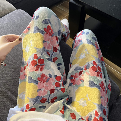 Magamispüksid Naiste Lilled Kõik sobivad Lihtne Sügisene Elegantne Armas Populaarne Vanust vähendav daamid Korea stiilis Kujundatud võluv