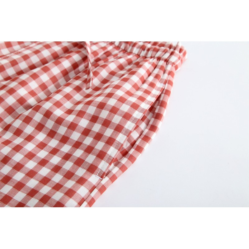 Pavasara rudens sievietēm 100% kokvilna, guļvietas, sieviešu nakts bikses Sieviešu ikdienas rūtainas atpūtas bikses Liela izmēra mājas bikses