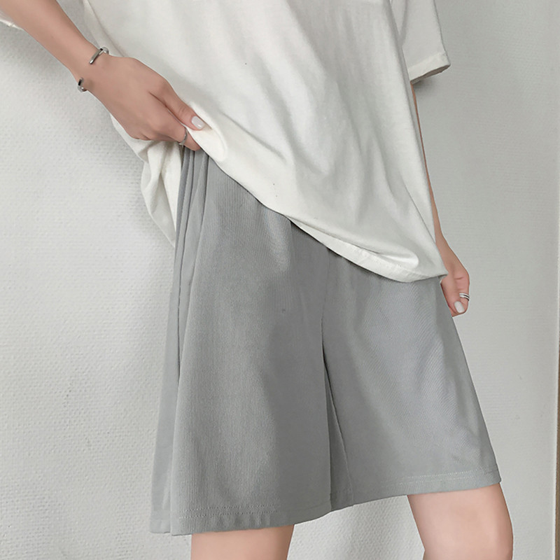 Suvised jääsiidist lühikesed püksid rasedatele ühevärvilised kõrge vöökohaga laiad jalad Rasedate naiste kõhupüksid Rasedus Empired püksid