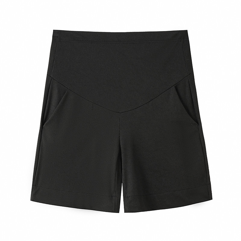 Suvised jääsiidist lühikesed püksid rasedatele ühevärvilised kõrge vöökohaga laiad jalad Rasedate naiste kõhupüksid Rasedus Empired püksid