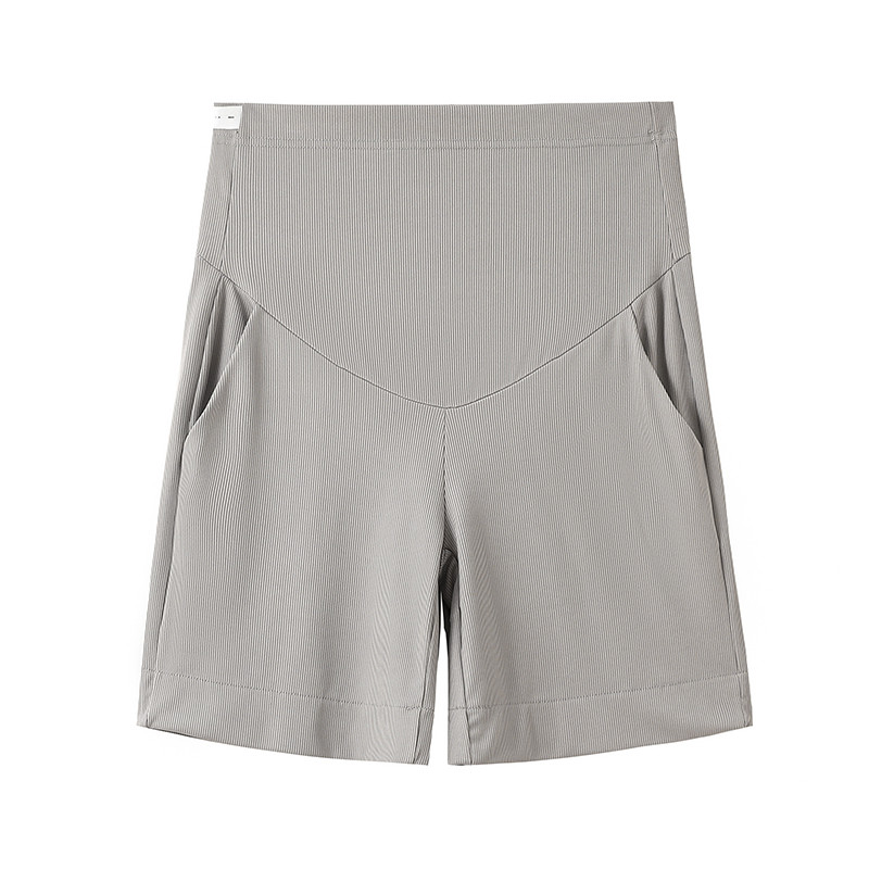 Suvised jääsiidist lühikesed püksid rasedatele ühevärvilised kõrge vöökohaga laiad jalad Rasedate naiste kõhupüksid Rasedus Empired püksid