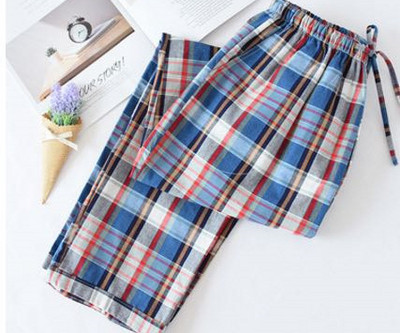 Kevadsügis naised, 100% puuvillased magamispüksid, naiste vabaaja ruudulised salongipüksid, naiste suures suuruses kodupüksid, pantalon