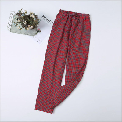 Kevadsügis naised, 100% puuvillased magamispüksid, naiste vabaaja ruudulised salongipüksid, naiste suures suuruses kodupüksid, pantalon