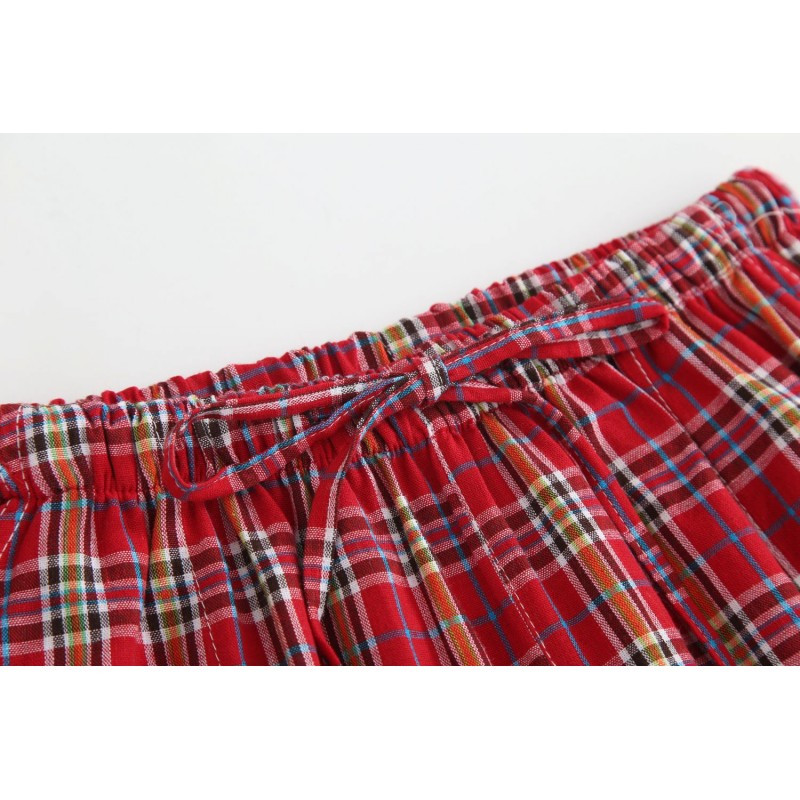 Kevadsügis naised, 100% puuvillased magamispüksid, naiste vabaaja ruudulised salongipüksid, naiste suures suuruses kodupüksid, pantalon