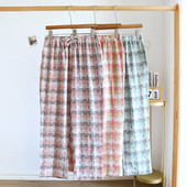 Pantaloni noi de pijama 100% bumbac pentru femei Moda largi în carouri Pantaloni lungi Harajuku de vară pentru femei șic