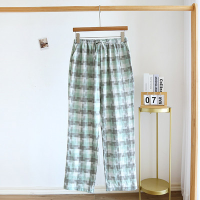 Pantaloni noi de pijama 100% bumbac pentru femei Moda largi în carouri Pantaloni lungi Harajuku de vară pentru femei șic