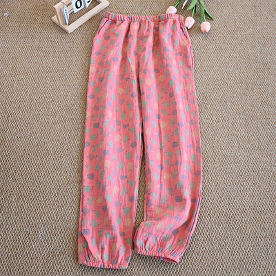 100% puuvillane magamispaela kuum allahindlus Naiste kodupüksid Kevadsuvi Lilletrükis magamisriided Pidžaama püksid