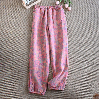 100% puuvillane magamispaela kuum allahindlus Naiste kodupüksid Kevadsuvi Lilletrükis magamisriided Pidžaama püksid