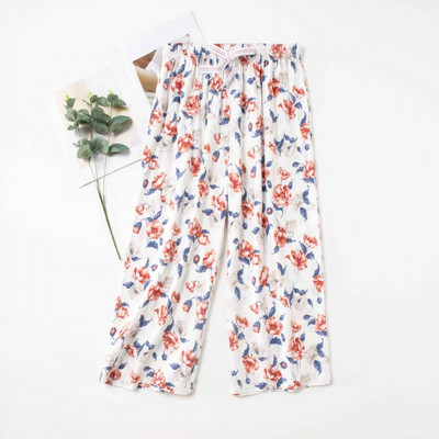 Capris pidžamas bikses Sieviešu brīvas vasaras mīkstas kokvilnas mājas bikses augstas kvalitātes platas kājas liela izmēra mājas gaisa kondicionēšanas bikses