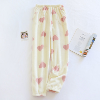 Uued flanellpüksid Naistele Südamed Pahkluu Pikkus Paks Soe Külmakindlad Koduriided Talvine Armas Armas Naine Hubane Pehme
