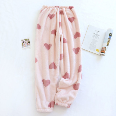 Uued flanellpüksid Naistele Südamed Pahkluu Pikkus Paks Soe Külmakindlad Koduriided Talvine Armas Armas Naine Hubane Pehme