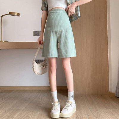 Καλοκαιρινή μόδα Σορτς για έγκυες γυναίκες Λεπτά εξωτερικά βαμβακερά παντελόνια κοιλιάς με τσέπες μονόχρωμο παντελόνι εγκυμοσύνης φαρδύ