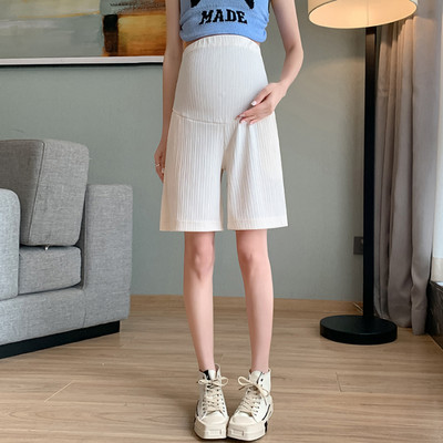 Καλοκαιρινή μόδα Σορτς για έγκυες γυναίκες Λεπτά εξωτερικά βαμβακερά παντελόνια κοιλιάς με τσέπες μονόχρωμο παντελόνι εγκυμοσύνης φαρδύ